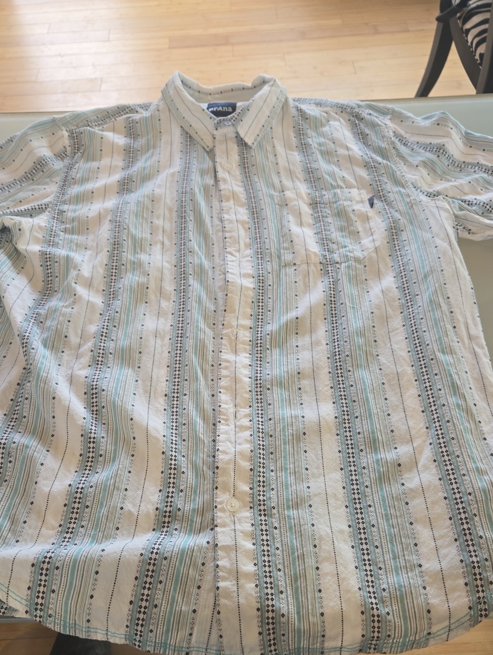 croft & barrow White Shirt with Light Blue and Tan Stripes